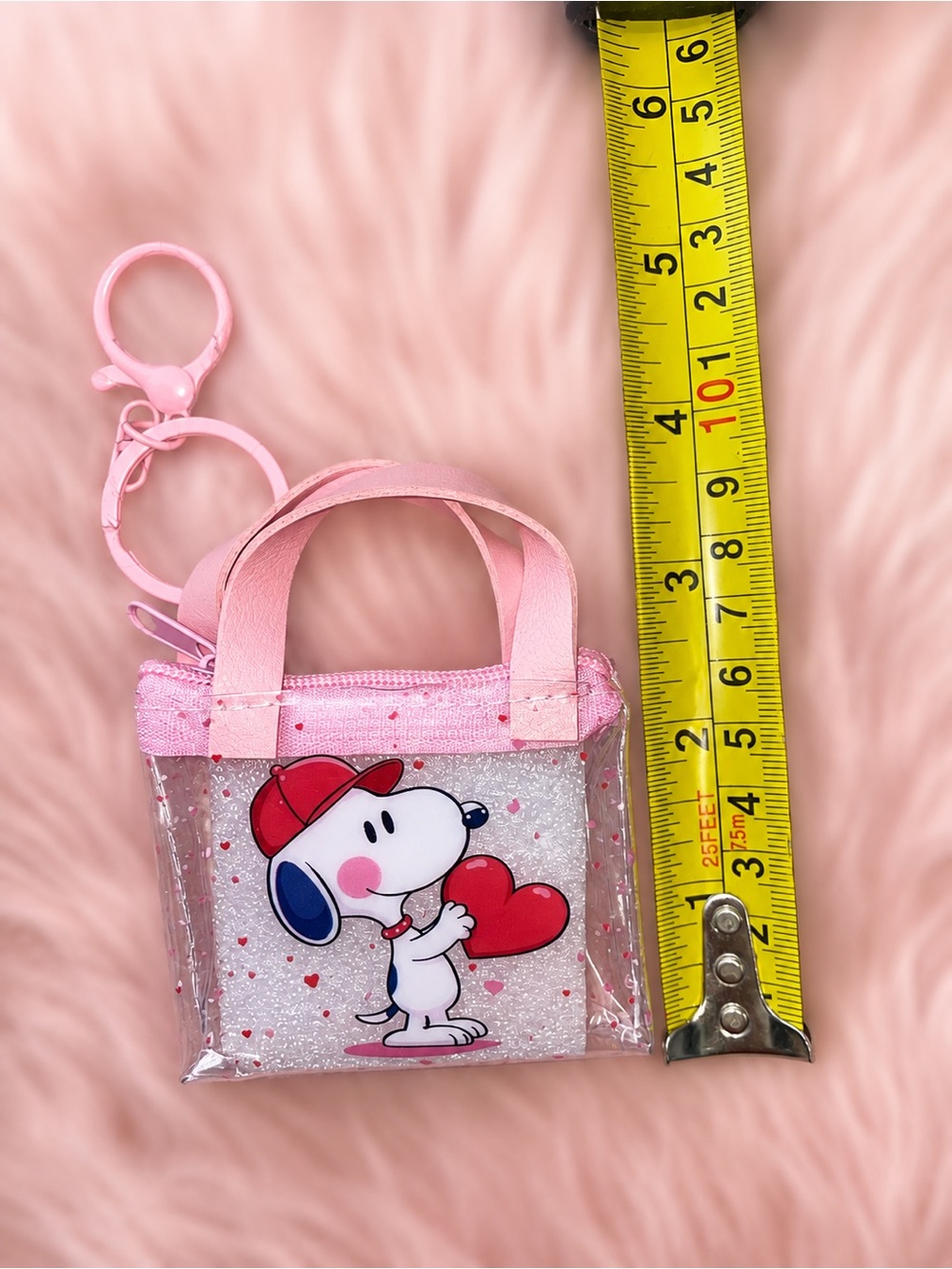 Peanuts Pink Clear Mini Tote with Snoopy & Woodstock - Picture 3 of 3